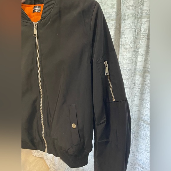 Fornia Black Bomber Jacket w/ Orange Lining - Size Large - Picture 5 of 8